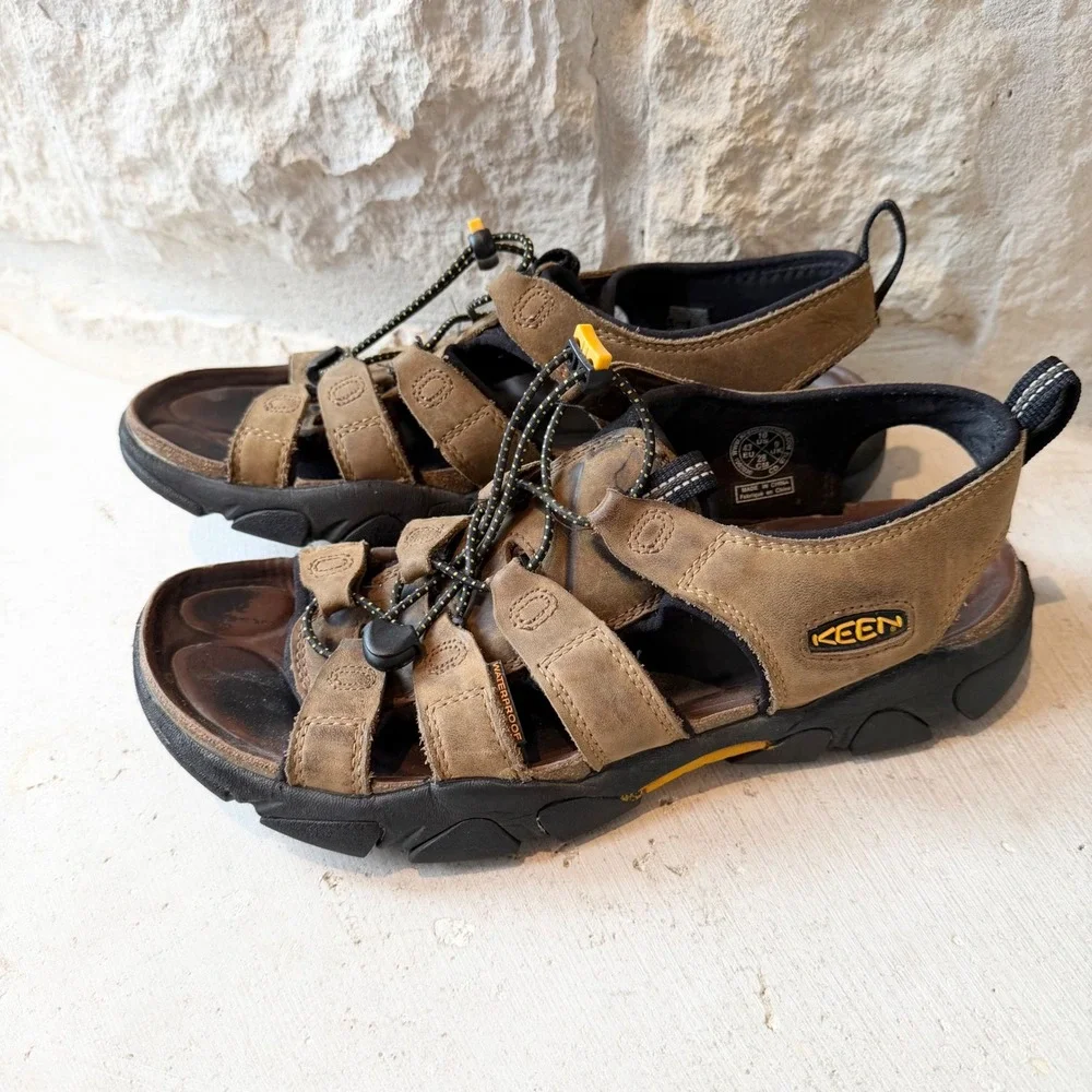 Keen Arroyo II Mens Brown Leather Waterproof Hiking Sandals Shoes SZ 10‎ 1003030